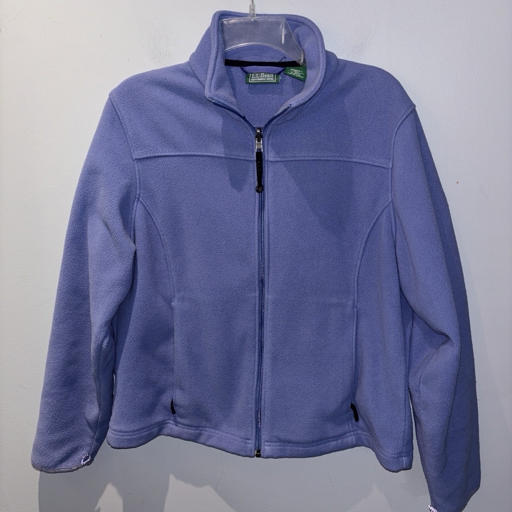 LL Bean Bluish Purple Fleece Jacket Women's‎ Size  L  Full Zip Outdoor Hiking